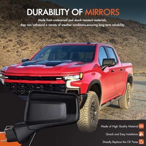 Left Driver Side Mirror Compatible with 2019-2024 Chevy Silverado 1500 Electric Glass Heated Manual Folding Without Turn Signal 5Pins #GM1320583 by A-DCWMool - Image 7