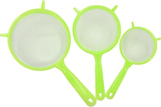 HEVIRGO Juice Filter Sieve 3pcs Food Sieve Hanging Hole Design Mesh Scoop Strainer Lightweight Durable Filter Sieve for Home Kitchen Flour Sieve Green