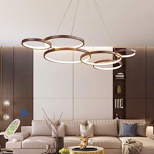 Pendentif à LED circulaire dimmable avec télécommande pour grand salon moderne
