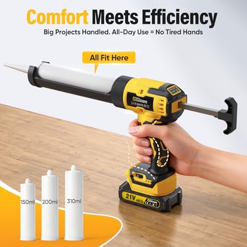 Cordless Electric Caulking Gun - 32Pcs Caulking Finisher Kit, 882LB Thrust, 6-Speed, 2 * 2000mAh, Anti-Drip Auto-Retract, LED Light, Caulk Gun for RV Sealing, DIY & Professional Use - 3