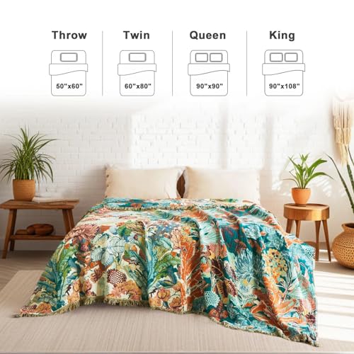 Image of LUTBM Boho Throw Blanket for Bed 60 inchx80 inch, All Season Cotton Couch Blankets