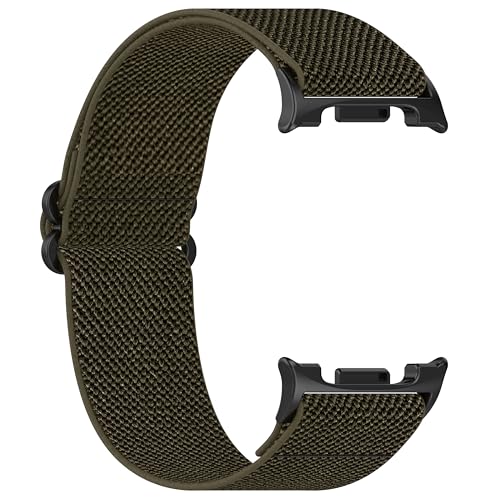 Nylon Armband Kompatibel mit Samsung Galaxy Watch 8 44mm 40mm Armb&auml;nder Damen Herren Weiches atmungsaktives Uhrenarmband Ersatz Elastisches Sport Verstellbares Ersatzarmband (Armeegr&uuml;n)