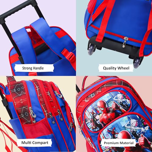 Image of ADSON 3D Embossed School Trolley Bag Large School Bag for Boy Girl, Kids School Bag, Travel Backpack for Girl Boy, Ideal for Children Trolley 16 Inch Water Resistant