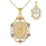 JBAERD Collar de plata de ley de San Miguel/crucifijo/San Cristóbal/San Judas/Virgen María para hombres y mujeres, colgante de santo patrón, amuleto, medalla religiosa, regalos de joyería, Plata