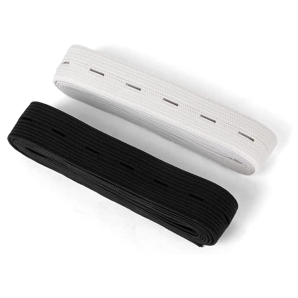 PULABO Nice DesignElastic Band Buttonhole Elastic Cord Sewing Elastic Band Sewing Craft Accessories 2 PCS Black/White 1.5cmx2m