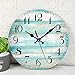 ArtSocket Wooden Pattern Wall Clock Silent Non-Ticking , Vintage Beach Wood Old Teal Round Rustic Wall Clocks Decor for Home Kitchen Living Room Office, Battery Operated(12 Inch)