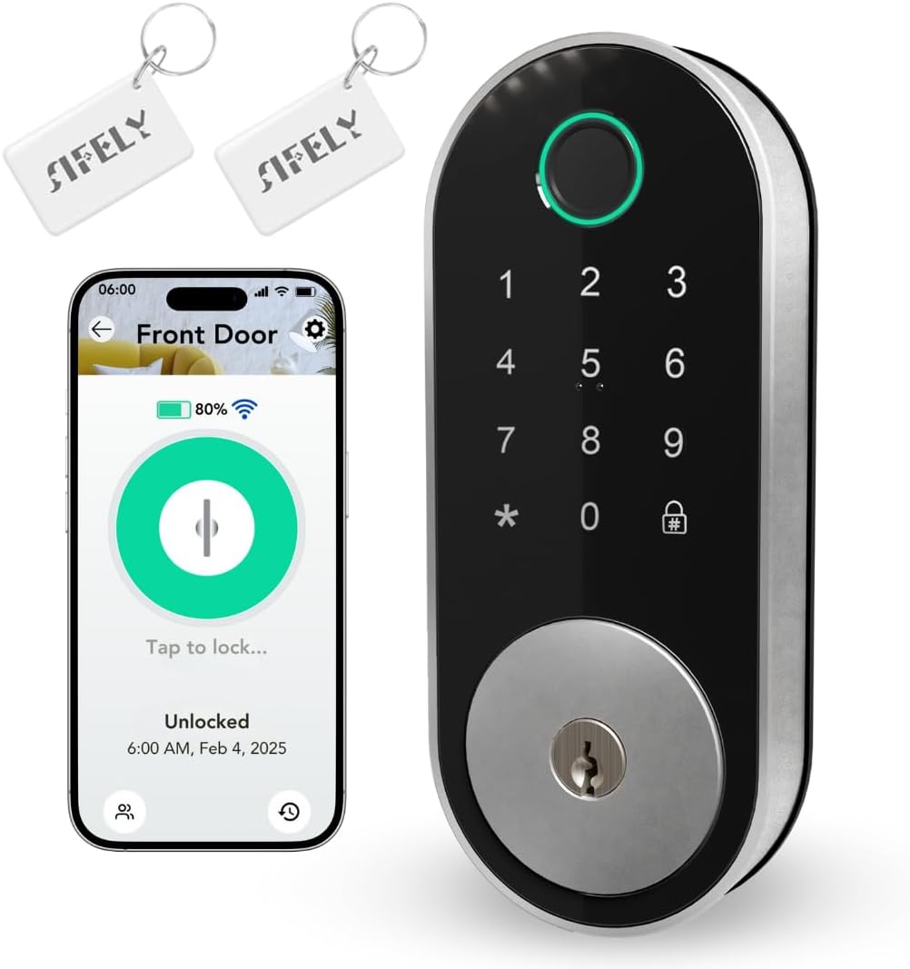 Built-in WiFi Deadbolt Smart-Lock with Keypad: Sifely Keyless Entry Door Lock with App Control, Digital Electronic/Electric Deadbolt with Fingerprint & Code, Auto Lock, Easy Installation (Silver) Built-in WiFi Deadbolt Smart-Lock with Keypad: Sifely Keyless Entry Door Lock with App Control, Digital Electronic/Electric Deadbolt with Fingerprint & Code, Auto Lock, Easy Installation (Silver)