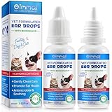 XCIHQXCF Cat & Dog Ear Infection Treatment Drops, Ear Drops for Pets, with 1% Hydrocortisone for Dog Yeast Ear Infections, Cat & Dog Ear Cleaner for Itchy Ear Relief (2.02 Fl Oz (Pack of 2))