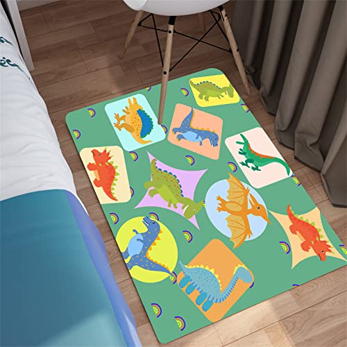 Lovely Green Dinosaurs Area Rugs Lovely Dinosaur Rugs for Boys Kids Green Cute Animal Patterns Carpets Dinosaur Rugs for Boys Bedroom Living Dinning Room Bedroom Kitchen Playing Room, 2'5''×4'