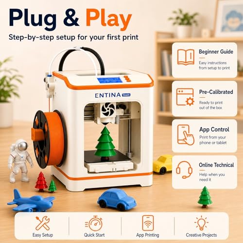Entina Tina2C 3D Printer for Kids & Beginners, Fully Assembled Starter Mini 3D Printer, Start in 8 Mins, App & WiFi Control, Auto Leveling, 3000+ Model Library, 20+ Creative DIY Modules for STEM, Home - Image 6