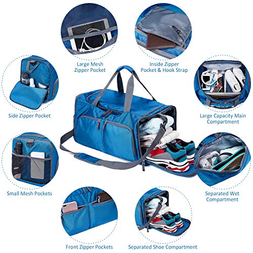 Pack Desportivo, Romacci 45L Bolsa de ginástica esportiva com compartimento para sapatos de bolso mo