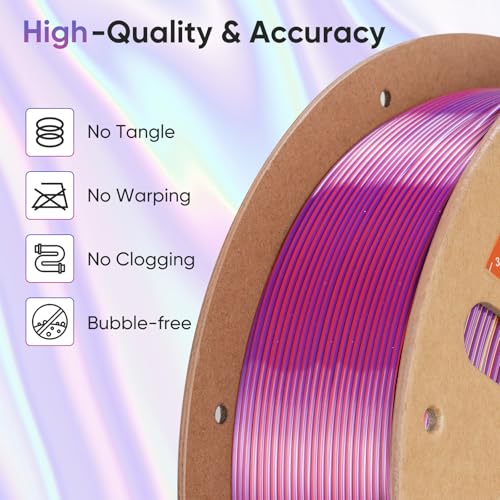 Image of ERYONE Silk Filament PLA+ 1.75mm Shiny 3D Printer Filament, Multicolor PLA 4 in 1, 1kg (2.2LBS) /Spool, HS Silk Quadruple Color Twilight Glow (Black & Red & Deep Purple & Gold)