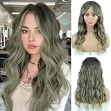 PHOCAS 女性用ヘアトッパー 薄毛トッパー 前髪付き 長さ17インチ 巻き毛 波状 クリップイントッパー 合成 リアル オンブル ダーティ ブロンド トッパー ダークルート ウィグレット ヘアピース 女性用