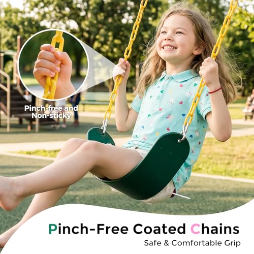 Image of DECORLIFE Toddler Swing Set, High Back Full Bucket Swing with Heavy Duty Swing Seat Combo Pack, 330lb Capacity for Kids Adults, Plastic-Coated Chains and Quick-Snap Carabiners for Backyard, Playground