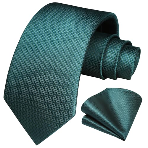 Image of HISDERN Mens Ties Solid Color Tie and Pocket Square Set Classic Woven Formal Neckties & Handkerchief Wedding Party