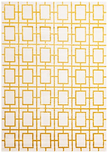 Tapete decorativo rectangular 7'1" x 10' blanco oro miniatura 3