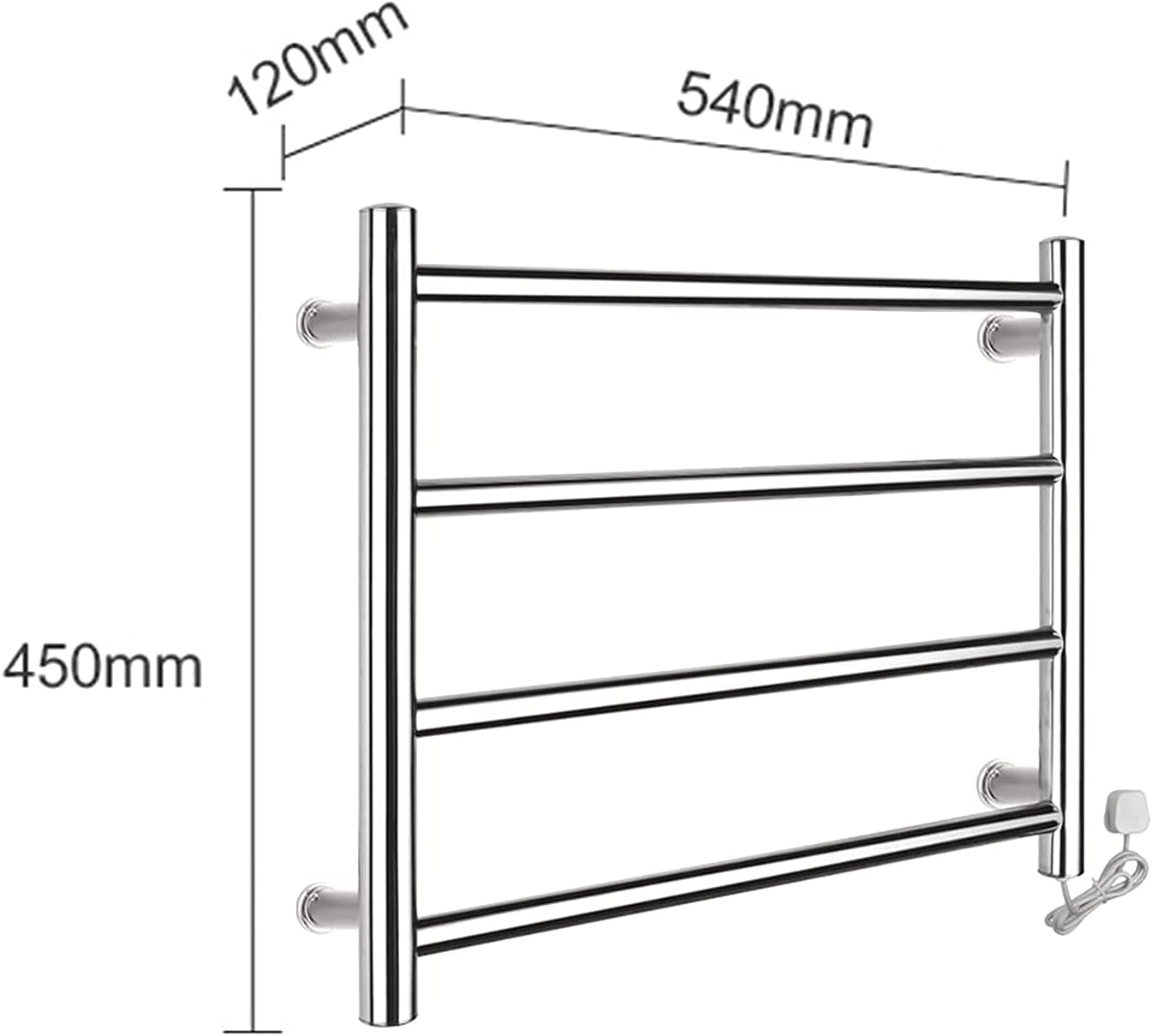 Electric Heated Towel Drying Rack, Heated Towel Rail Radiator with 4 Heated Bars, Wall-Mounted Towel Warmer Towel Shelf for Bathroom, Hotel,Plug in/Plug in