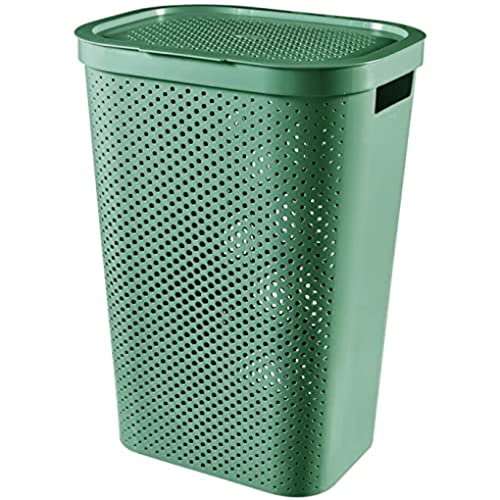 Curver | Coffre à Linge 60L Infinity, Vert, 43,7 x 35,1 x 60,2 cm, Plastique recyclé