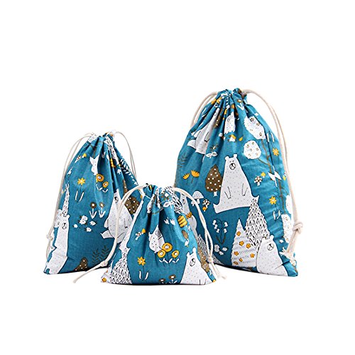 Gespout Lot de 3 Naturel Jute Sachet Pochette en Tissu Coton Lin Pochette Sachet Cadeau en 3 Tailles différentes pour Bijoux Fleurs de Lavande Cadeaux fête d'anniversaire Style 5