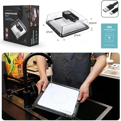 Vassoio elettrico per scongelare la carne, 4,2 l, scatola per scongelamento rapido con coperchio e controller intelligente, ricaricabile e di lunga durata, per cucina, campeggio e preparazione della