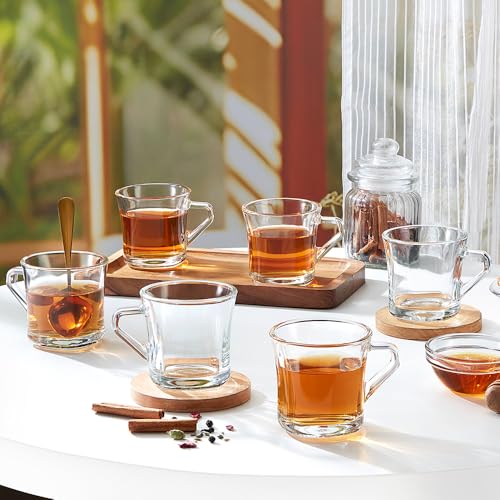 Image of Borosil 175ml 6pc Cyder Tea /Coffee Mug Set | Borosilicate Tuff Glass Made in India Cup Set for Chai, Green Tea, Coffee, Milk | Microwave Safe, Scratch Resistance, Lightweight | Transparent