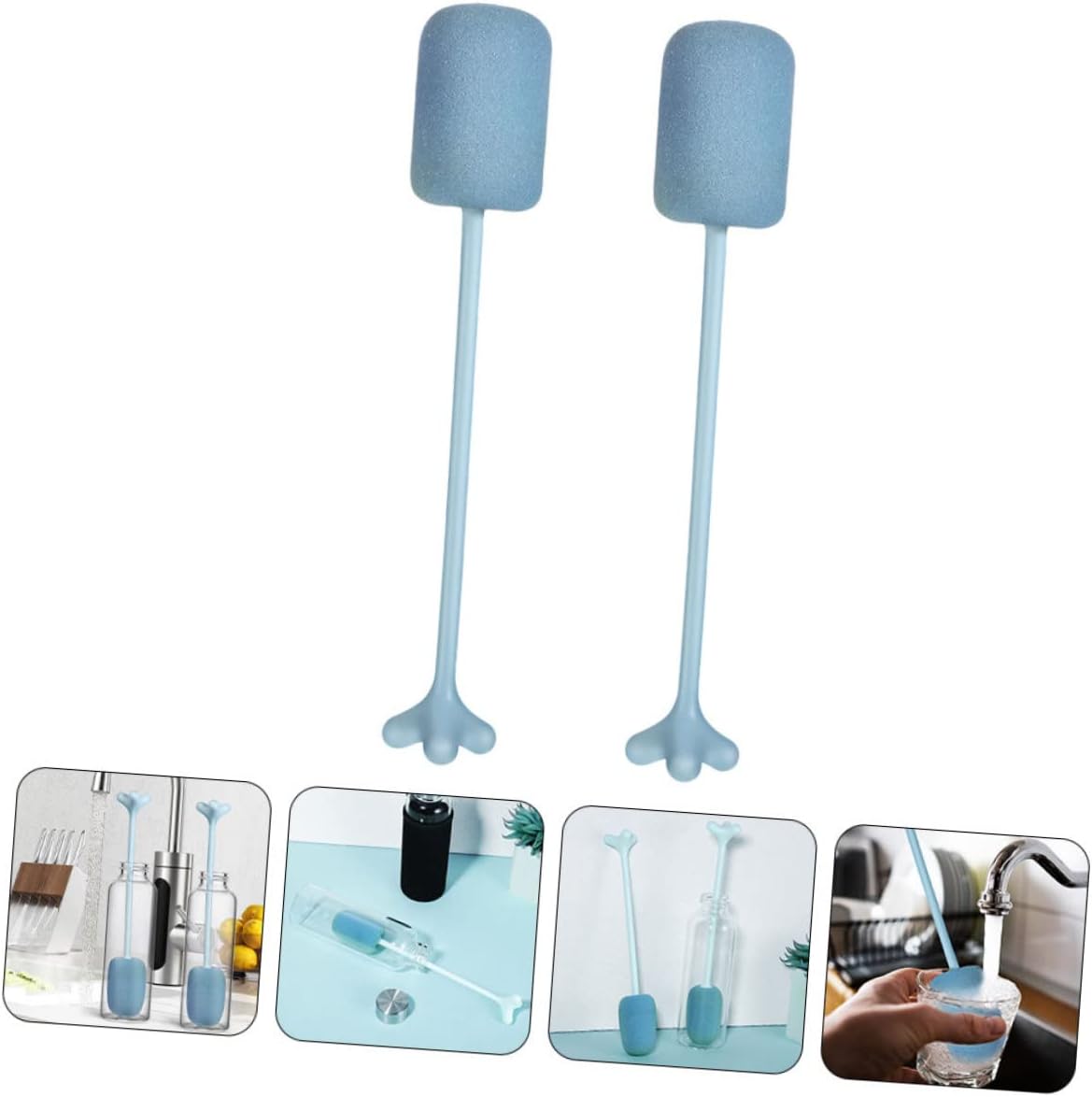 PRETYZOOM 6pcs Handle Bottle Brush Sponge Kitchen Cleaner for Bottles Mugs Narrow Neck Containers Tea