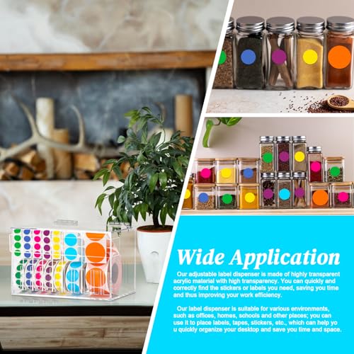 Dispensador de etiquetas ajustável com 10 discos com tampa 19 x 13 x 14 cm Suporte de rolo de adesiv