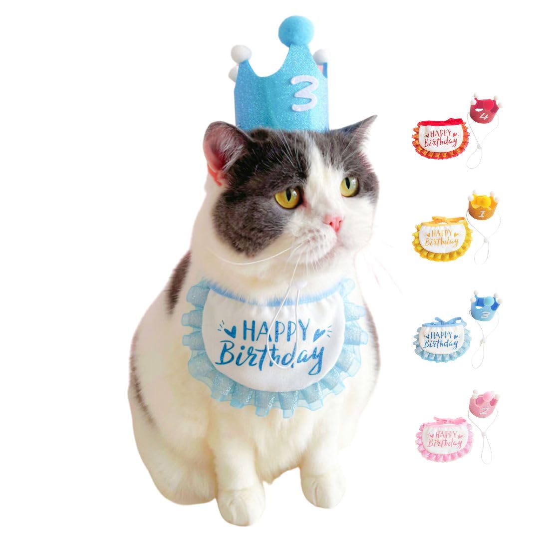 Amazon | 犬 誕生日 帽子 スタイ 被り物 誕生日グッズ 3点セット数字