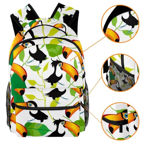 Sac à dos imprimé tropical toucan multicolore résistant 40cm