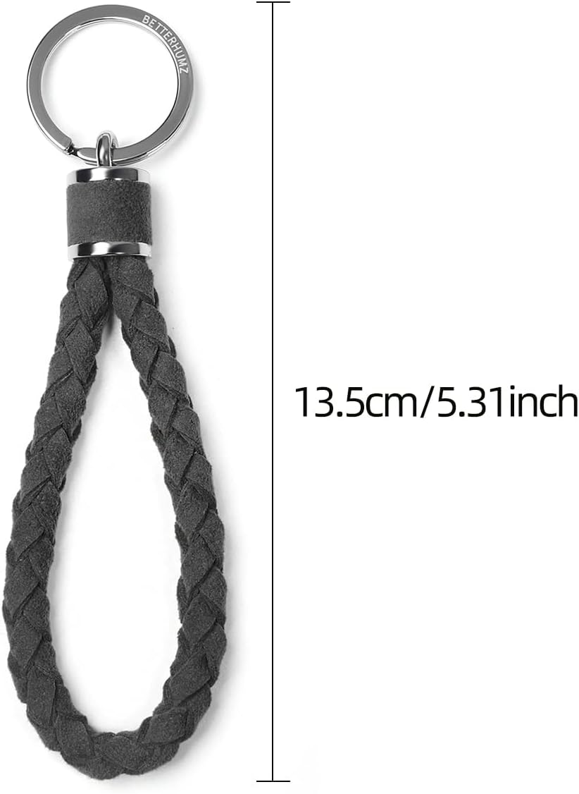 BETTERHUMZ Leather Key Fob Car Weave Keychain Ring Woven Strap Braided Key Chain for Alcantara Accessories - Image 7