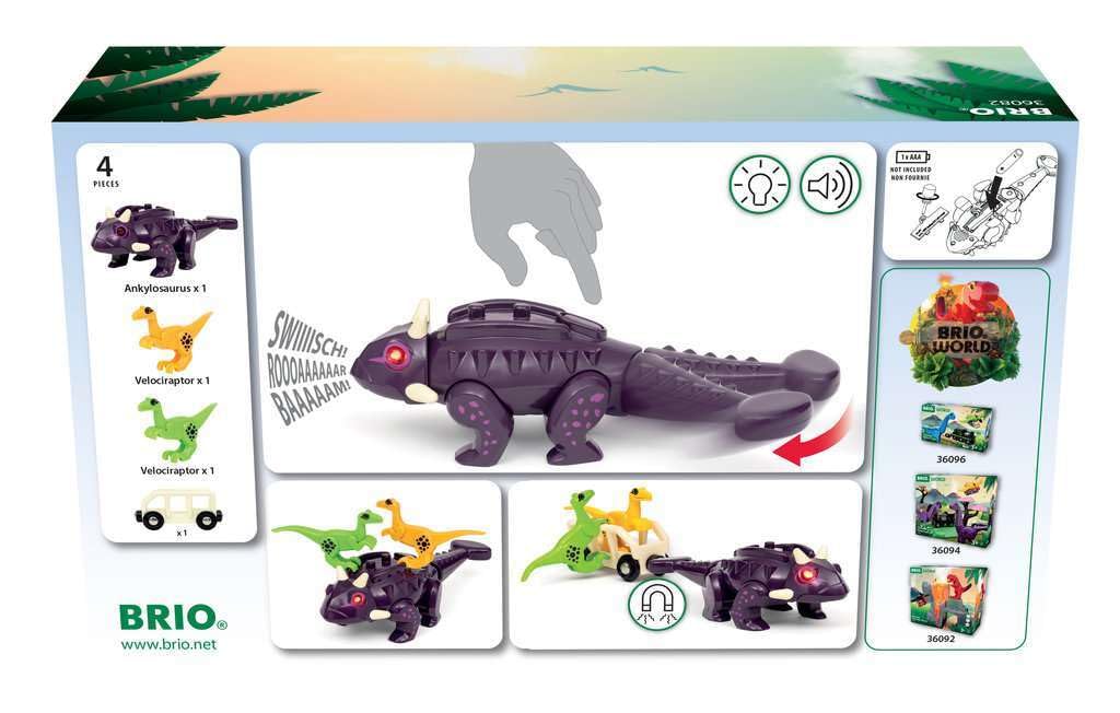 BRIO World – 36082 Dinosaurier Ankylosaurus | Zug & Dinosaurier-Spielset für Kinder ab 3 Jahren 63608200 ▷ jetzt kaufen - online & vor Ort