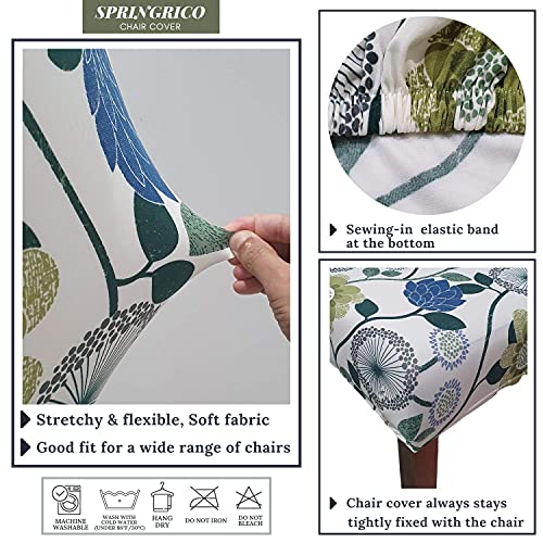 Springrico White Chair Covers For Dining Room 6 Pack, Stretch Floral Dining Chair Cover, Washable Spandex Kitchen Parsons Chair Slipcovers, Seat Protector For Home Or Party ( Set Of 6, Floral3) #TOP4