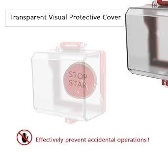1 Pcs Emergency Stop Button Cover, Large Transparent Stop Push Button Cover, Removable Base Cover, Box Type, Push Switch Protector for Emergency Button (A Style)