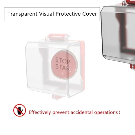 1 Pcs Emergency Stop Button Cover, Large Transparent Stop Push Button Cover, Removable Base Cover, Box Type, Push Switch Protector for Emergency Button (A Style)