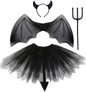 [YuraYura] 悪魔の羽 デビルパーツセット 天使の羽 小悪魔変身 角 羽 尻尾 杖 コスプレ 悪魔の翼 カチューシャ ステッキ ハロウィン クリスマス コスプレ小道具 仮装 羽根 スチューム 撮影仮装 演出 パーティー 舞台 学園祭 文化祭