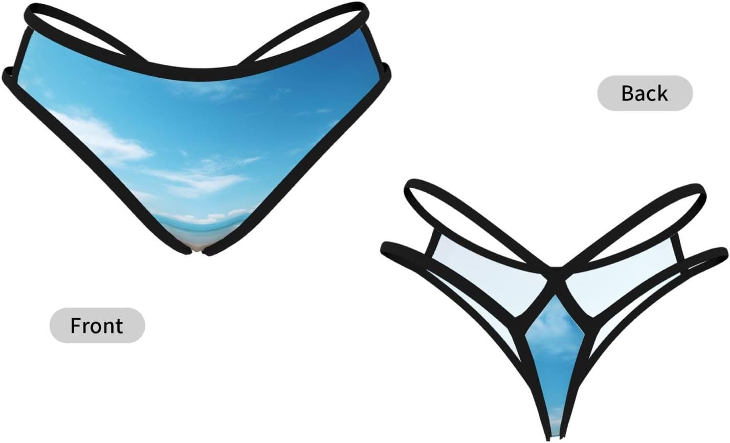 Beautiful View Of The Sea2 Print Sexy Underwear G String Thongs For Women Low Rise No Show Workout Panties For Sports And Yoga Black