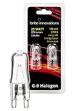 Brite Innovations G9 Halogen Bulb, 25 Watt – 2 Pack – Energy Saving - Dimmable - Soft White 2700K -