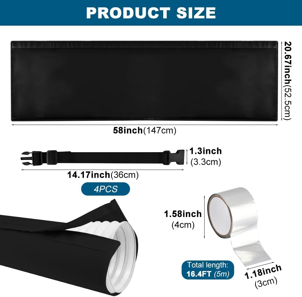 Portable AC Hose Insulation Sleeve, Insulated Portable Air Conditioners Hose Cover Wrap,Universal Fit for 5" to 5.9" Diameter Exhaust Hoses, Includes Aluminum Foil Tape, 4pcs Adjustable Buckle Straps