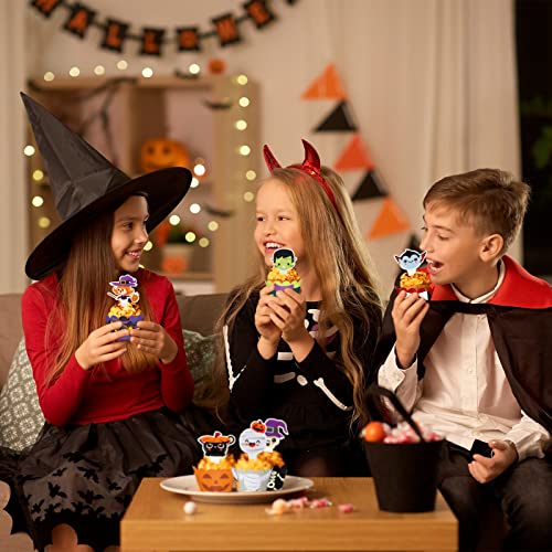 Fumete QA-FUMETE-817 72 Pcs Halloween Cupcake Toppers Party Cake Toppers Wrappers Pumpkin Vampire Witch Cupcake Toppers Halloween Cupcake Liners thumb #5