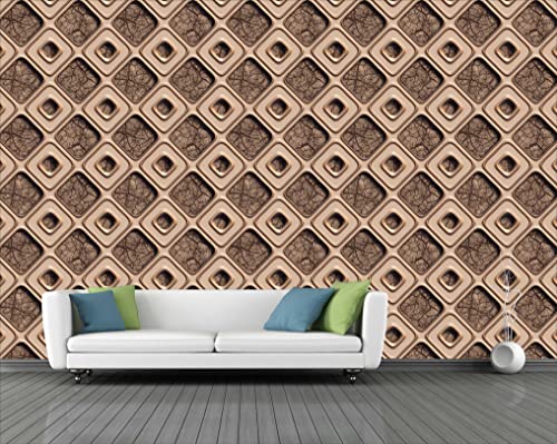 Image of CABANA HOMES Wall Stickers Botanical DIY 3D Wallpaper for Decals (45 x 125 cm, 2 Rolls) (12 sq. ft) Decorative Self Adhesive Wardrobe, Bedroom, Furniture, Door, Living Room, Brown