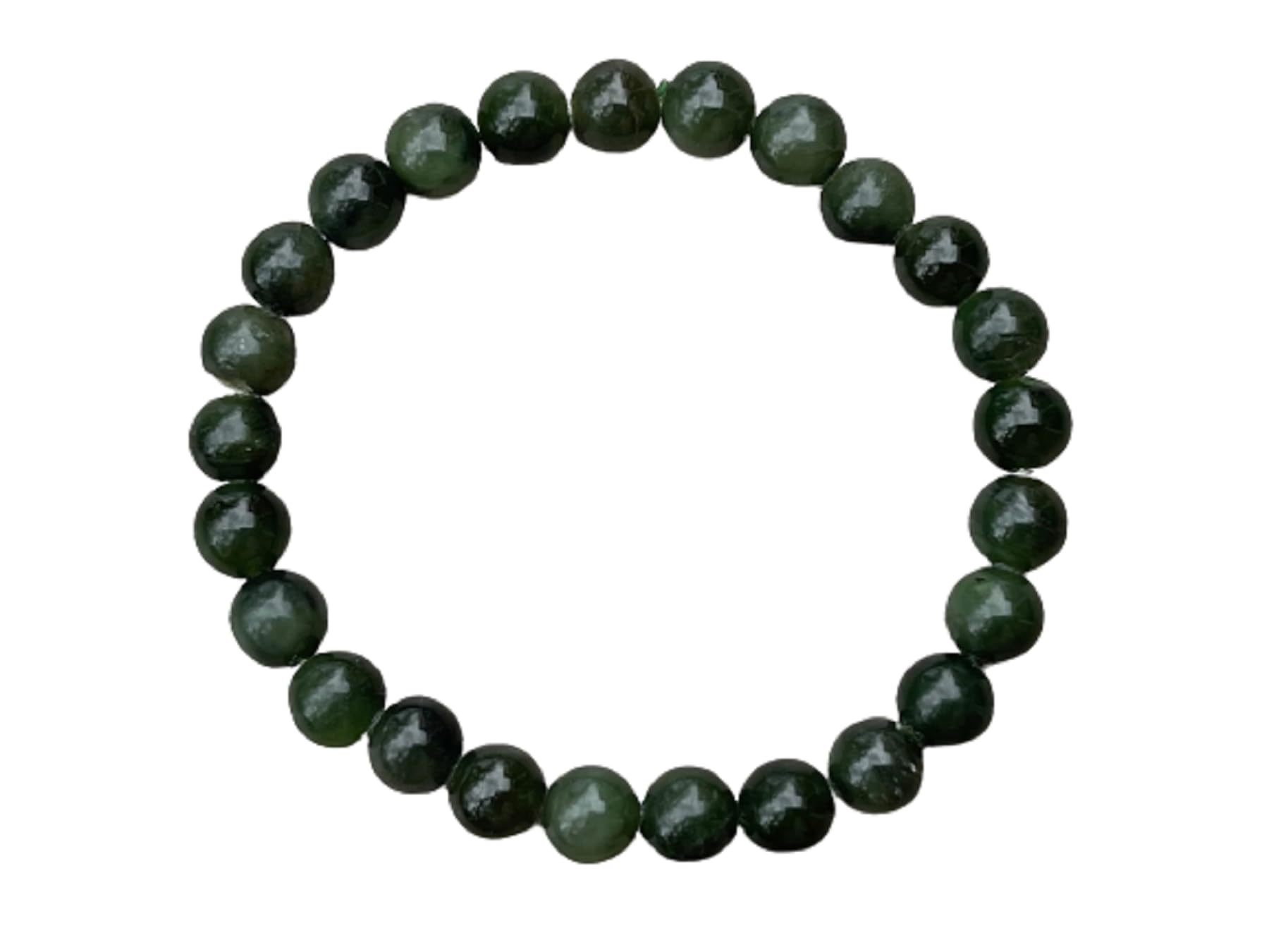 GAF TREASURES Grade A ++ Nephrite Jade Crystal Bead Bracelet 6-8mm, Genuine Nephrite Jade Stretch Gemstone Bracelet, Healing Crystals, Gift for Men & Women