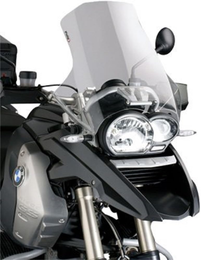 Puig 4331W High and aerodynamic Touring windscreen in 4 mm CN acrylic with rounded profile, flat upper area and deflectors that improve protection, Clear
