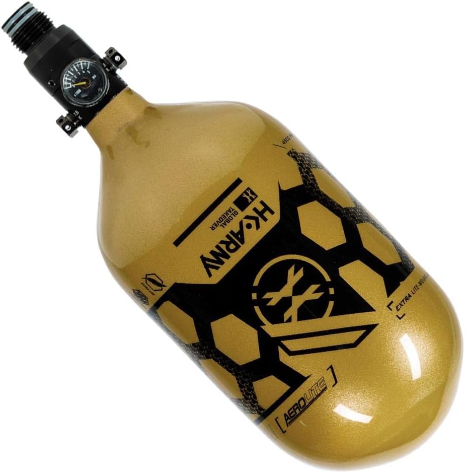 HK Army Hex 68/4500 Extra Lite Carbon Fiber Compressed Air HPA Paintball Tank - Standard Reg - Gold/Black