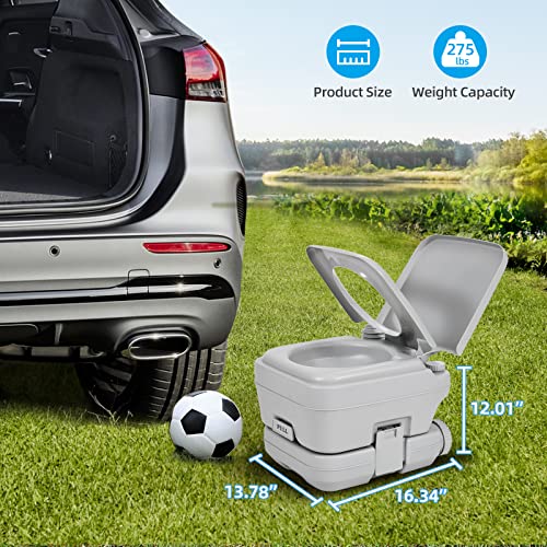 Yitahome 2.6 Gallon Portable Toilet For Camping, Rv Travel Potty With Press Flush Pump, Anti-Leak Seal Ring For Travel, Boating, Hiking, Trips #TOP1