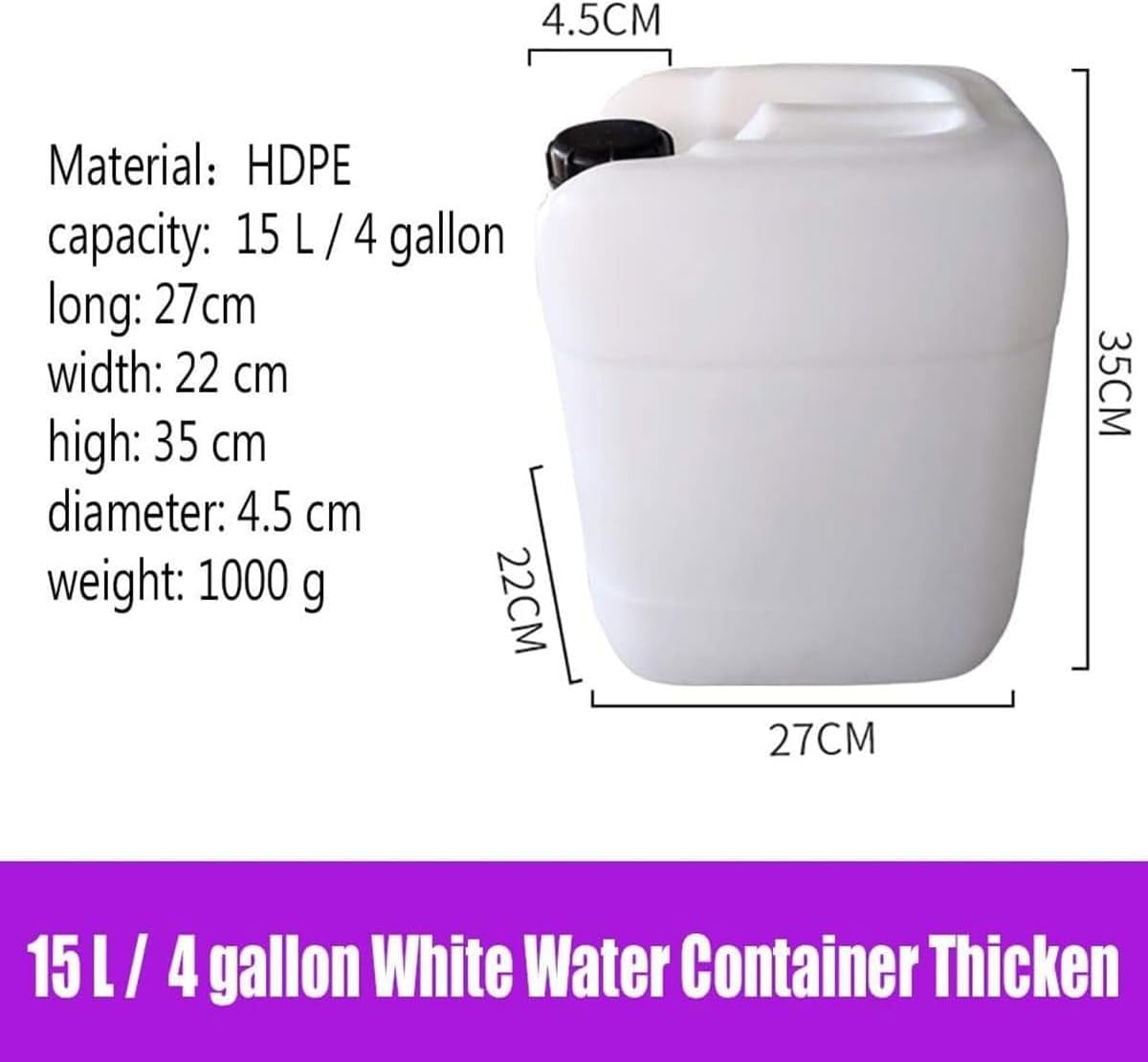 Water Tank Portable Water Containers,Camping Water Tank,Plastic Bucket for Emergency Water Storage,Outdoor Camping Water Storage Jug Water (White 15L/4gal)