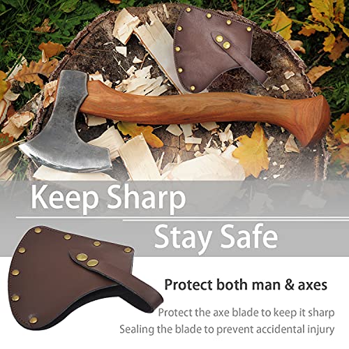 MOCOST Leather Axe Sheath Adjustable Hatchet Cover Protector Case Cover Camping Accessories Lumberjack Outdoors Work Essentials Rustic Leather Axe Hatchet Brown