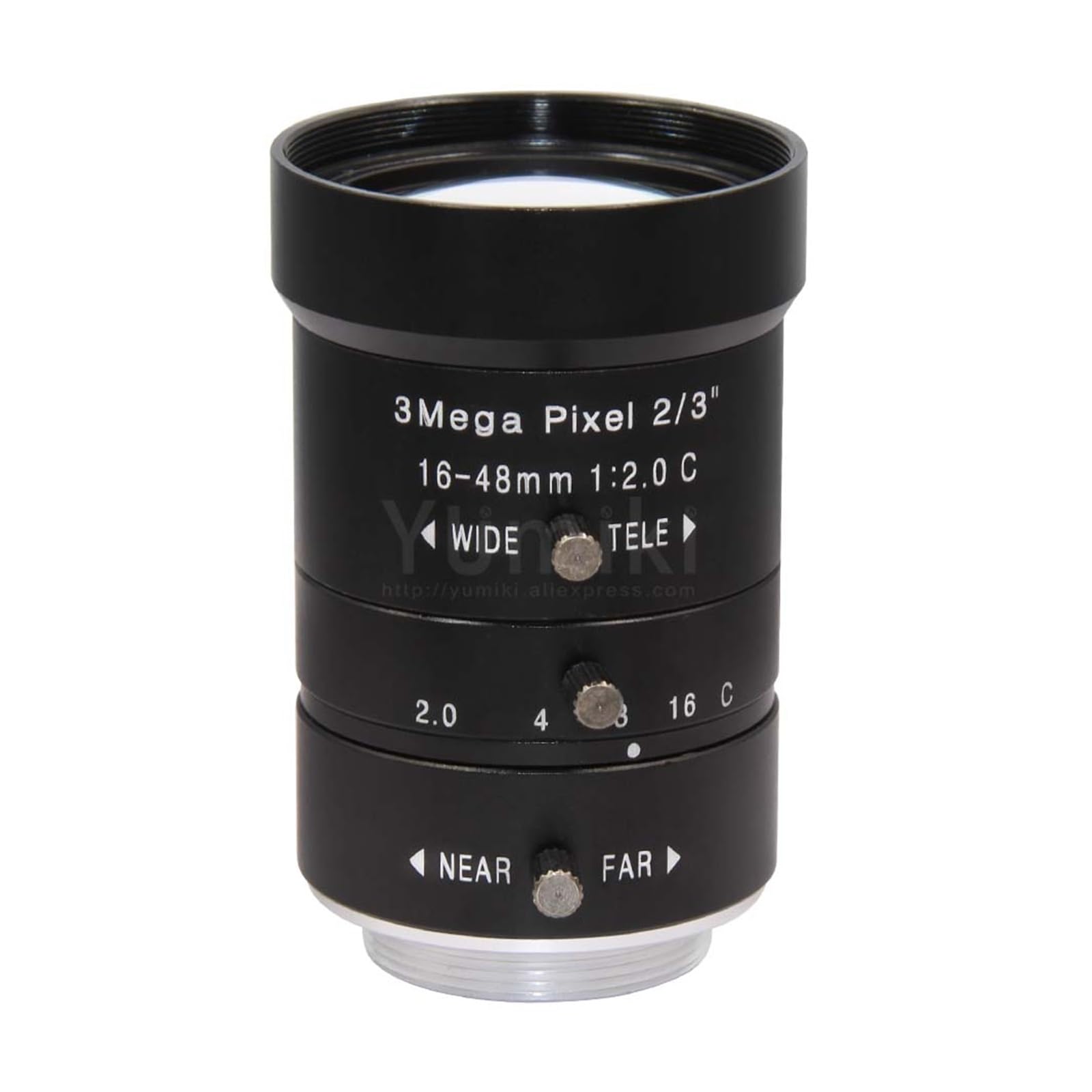 Mikroskopkamera, Machine-Vision-Objektiv HD 16–48 mm 2/3 Zoll IR C-Mount Varifokalobjektiv mit manueller Iris for CCTV-Überwachungskameras, Industriekameraobjektiv