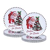 Gofunfun 10-Inch Christmas Melamine Dinner Plates, 12-Piece Dishes Set, Lightweight & Stackable for Holidays& Decor‌ Party plates, Ideal for Salad,Dessert,Fruit and Cakes