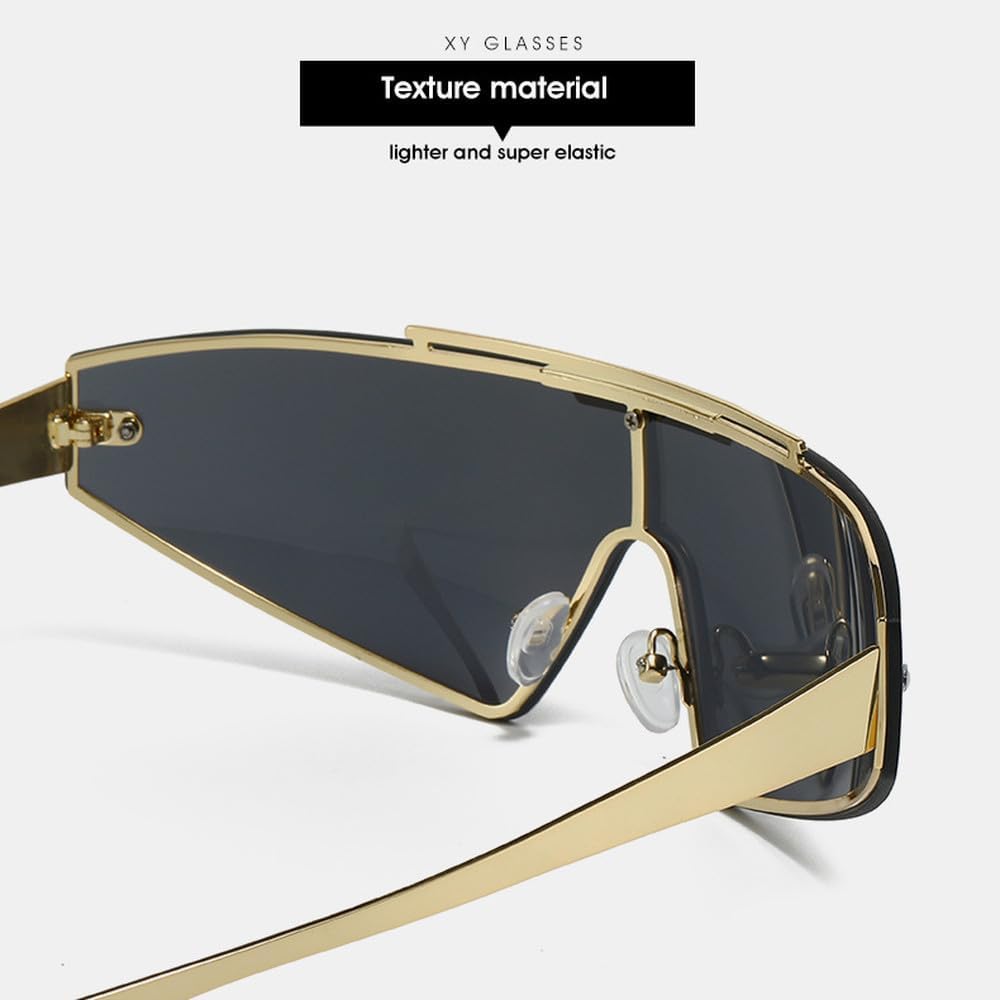 Sports One-Piece Steampunk Sunglasses Women Luxury Punk Shield Frameless Sun Glasses For Ladies Shades