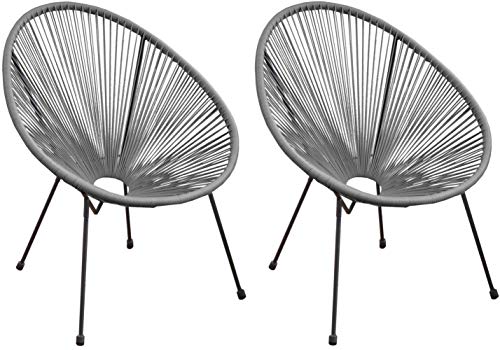 Proloisirs Fauteuil Fil de Jardin en métal et résine tressée Rio (Lot de 2) (Grey)